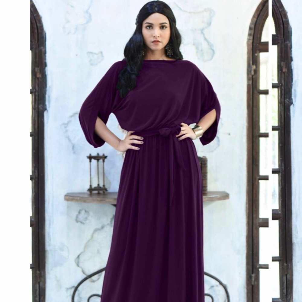 GCGme Long Flowy Casual Half Sleeve Maxi Dress L